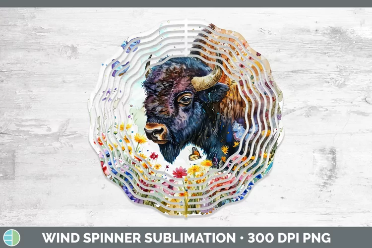Watercolor Bison Wind Spinner Sublimation Spinner Designs