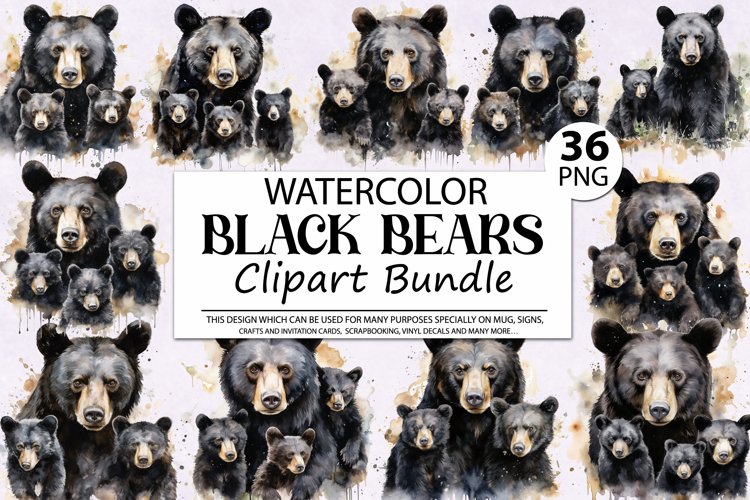 Watercolor Black Bears Clipart  Bundle,Bear Clipart,Black Bear Clipart,Black Bear Png,Bears Png,Watercolor Bear,Bear Printables,Bear Graphics