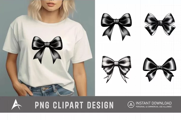 Watercolor Black Bow Clipart