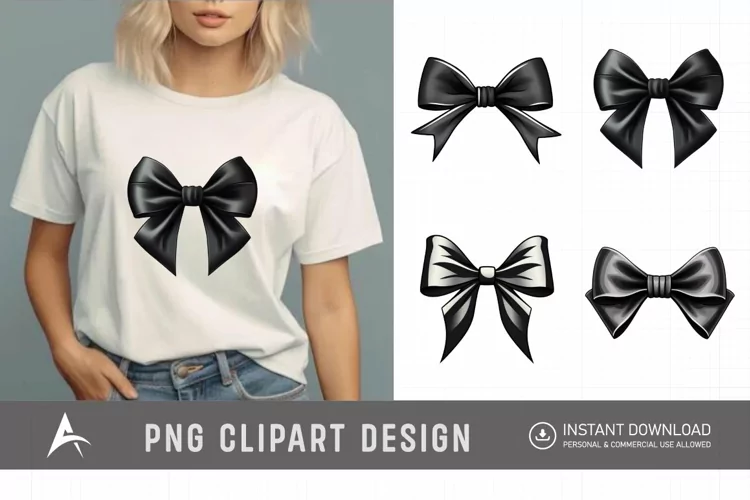 Watercolor Black Bow Clipart