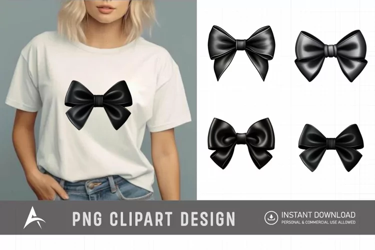 Watercolor Black Bow Clipart