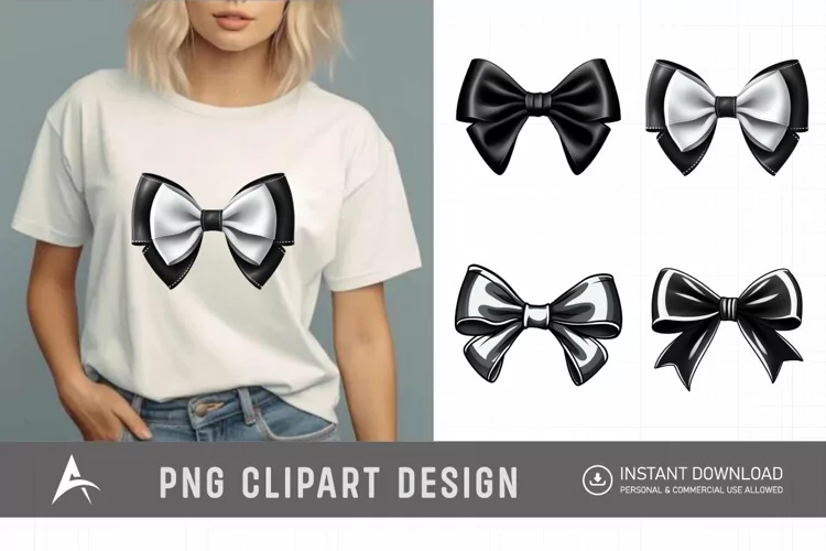 Watercolor Black Bow Clipart