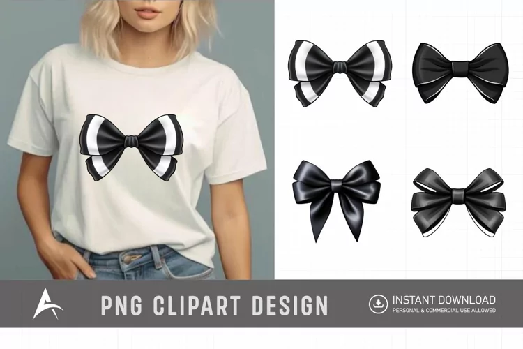 Watercolor Black Bow Clipart