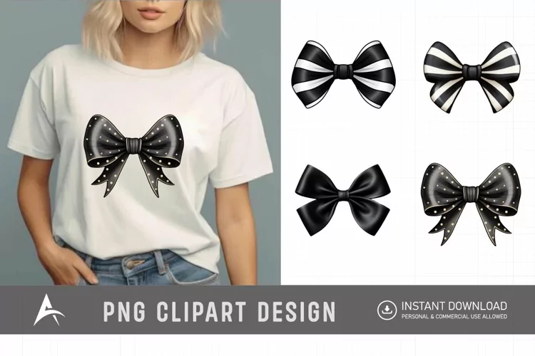 Watercolor Black Bow Clipart