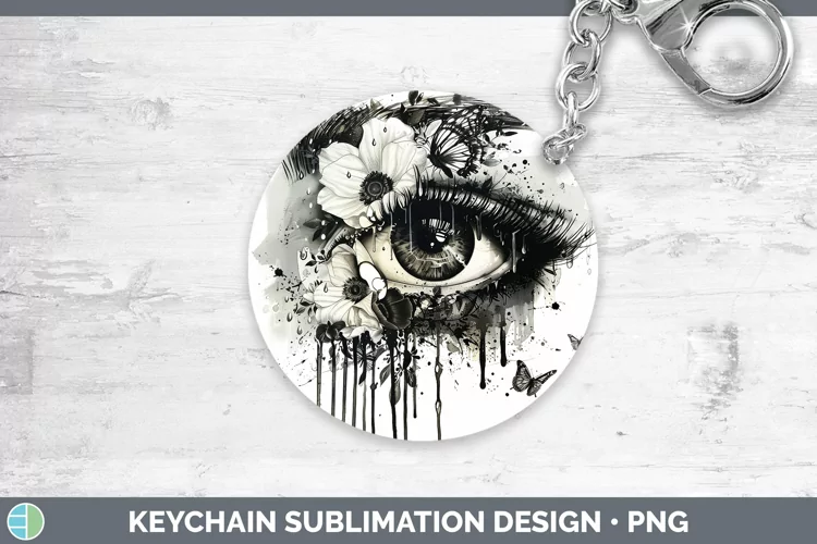 Watercolor Black Eye Keychain Sublimation Keyring Designs