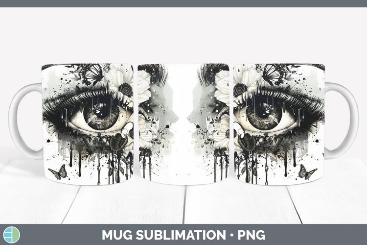 Watercolor Black Eye Mug Wrap Sublimation Coffee Cup Designs