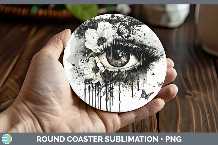 Watercolor Black Eye Round Coaster Sublimation Coaster Desig