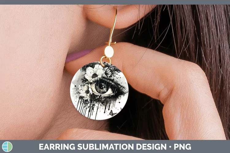 Watercolor Black Eye Round Earrings Sublimation Earrings Des