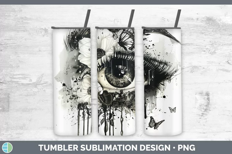 Watercolor Black Eye Tumbler Sublimation 20 oz Skinny Tumble