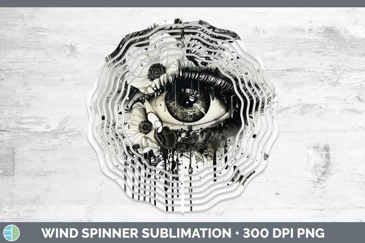 Watercolor Black Eye Wind Spinner Sublimation Spinner Design
