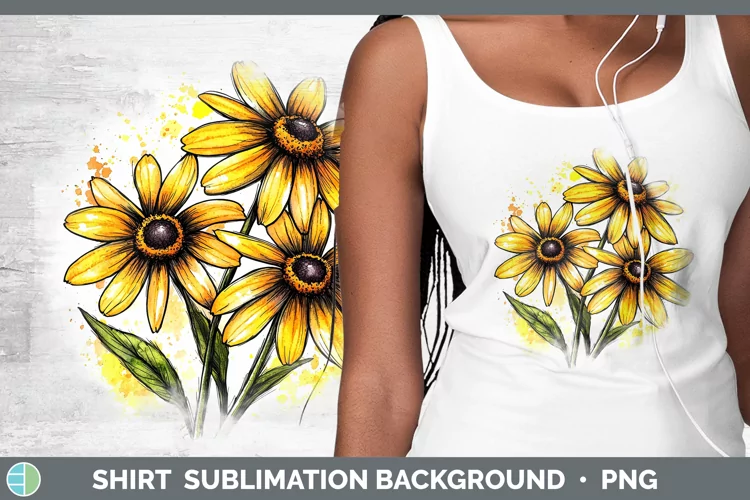 Watercolor Black-eyed Susan Shirt Sublimation Sublimation Ba