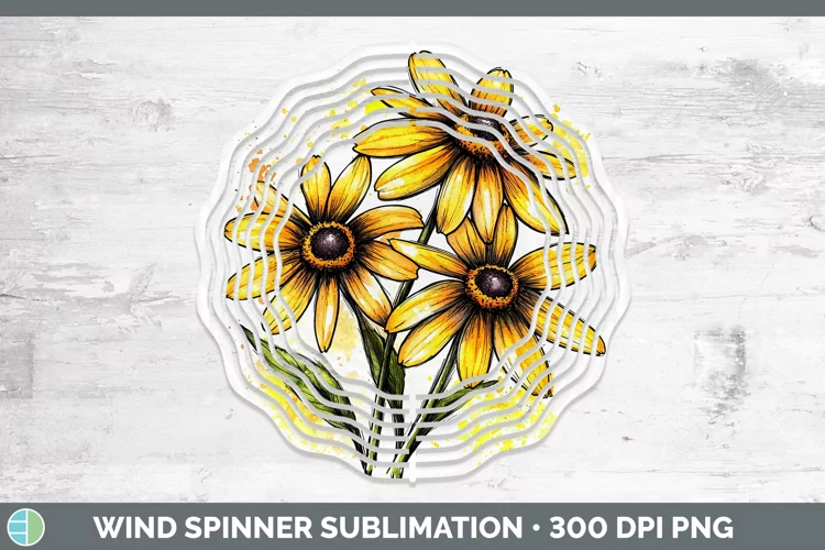 Watercolor Black-eyed Susan Wind Spinner Sublimation Spinner