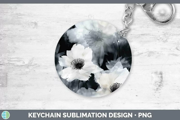 Watercolor Black Keychain Sublimation Keyring Designs
