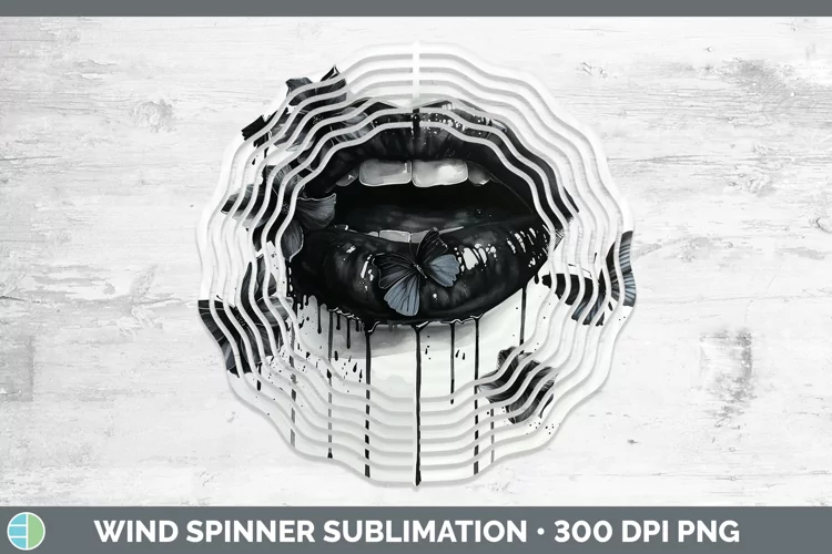 Watercolor Black Lips Wind Spinner Sublimation Spinner Desig