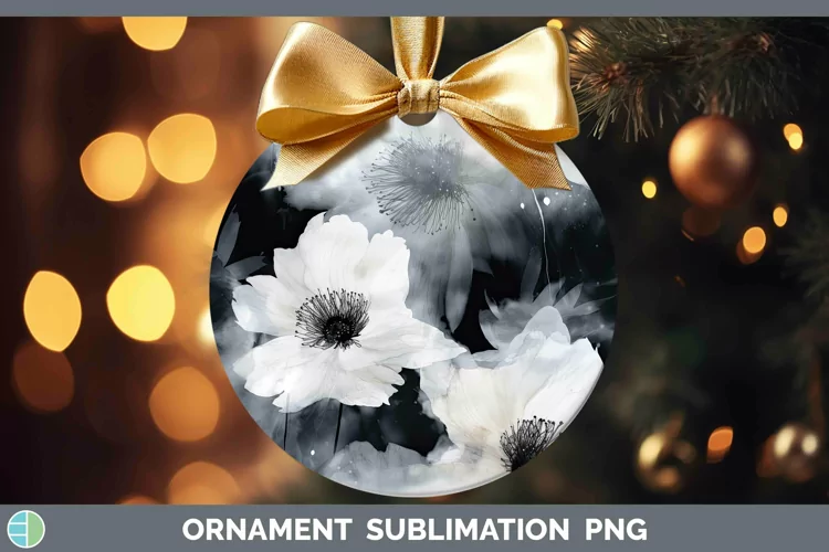 Watercolor Black Ornament Sublimation Bauble Designs