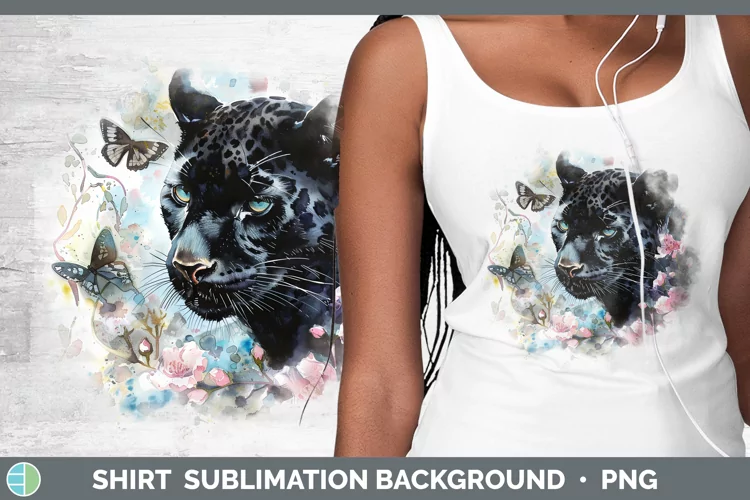 Watercolor Black Panther Shirt Sublimation Sublimation Backg