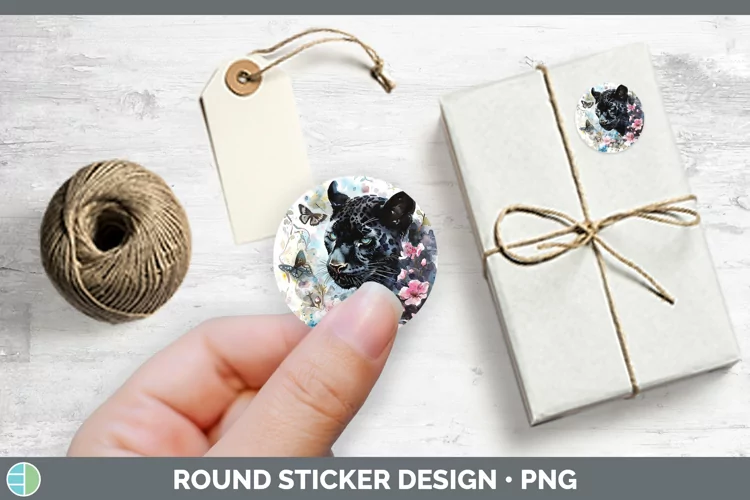 Watercolor Black Panther Stickers | Round Labels Designs