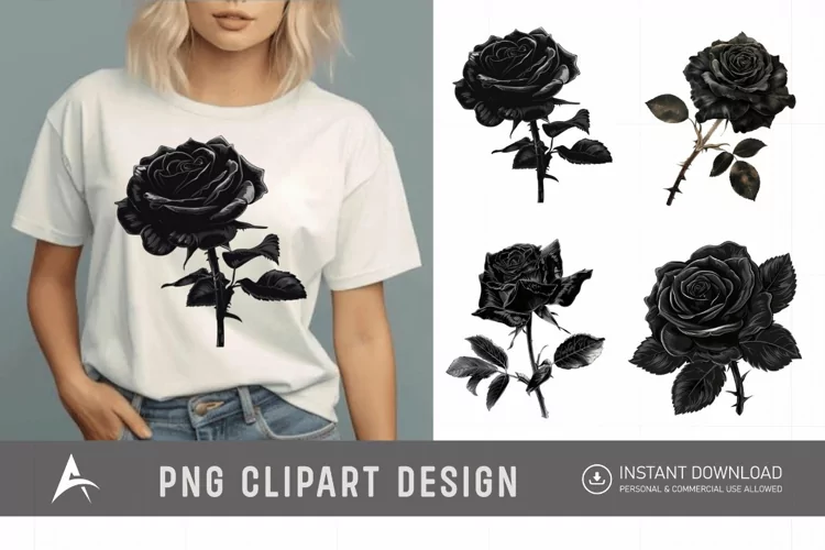 Watercolor Black Rose Clipart