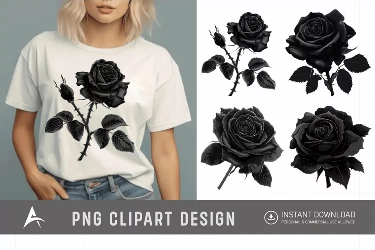 Watercolor Black Rose Clipart