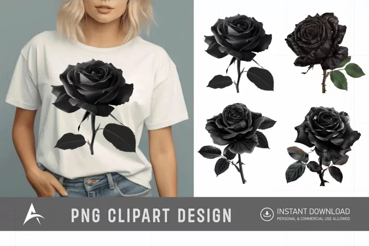 Watercolor Black Rose Clipart