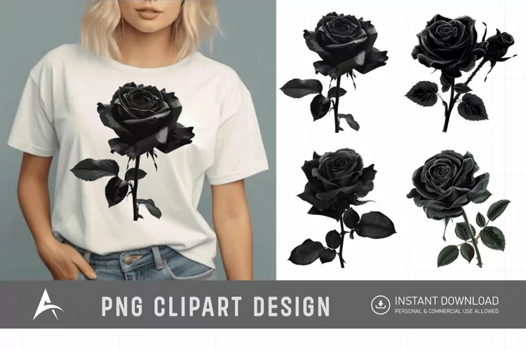 Watercolor Black Rose Clipart