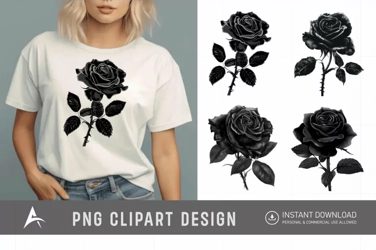 Watercolor Black Rose Clipart