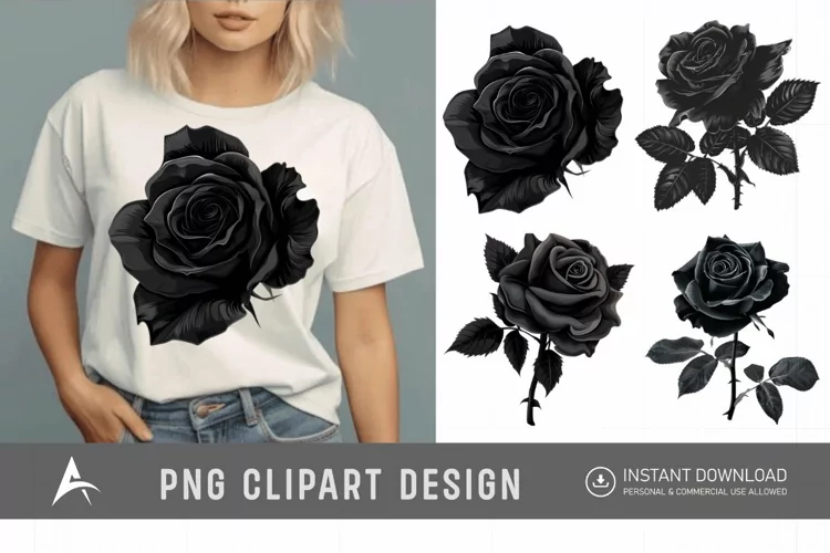 Watercolor Black Rose Clipart