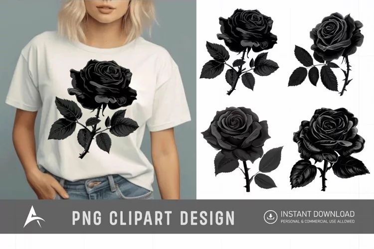 Watercolor Black Rose Clipart
