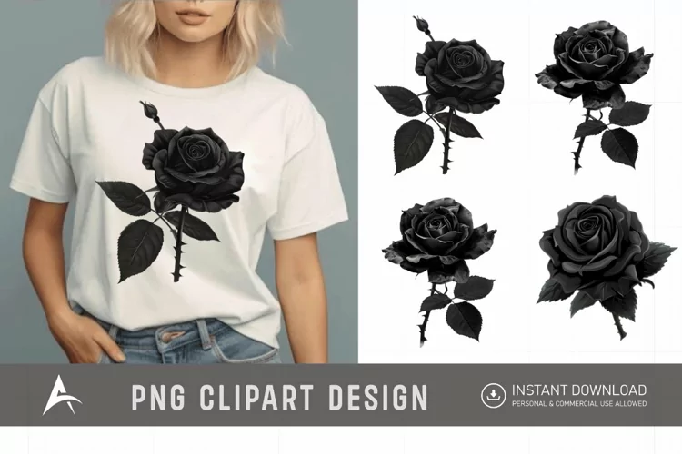 Watercolor Black Rose Clipart
