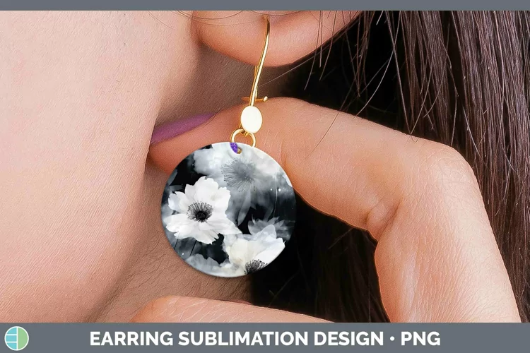 Watercolor Black Round Earrings Sublimation Earrings Designs