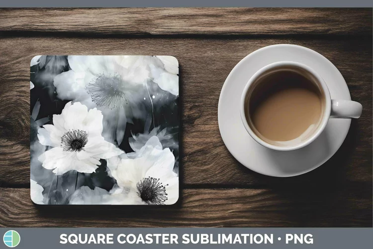 Watercolor Black Square Coaster Sublimation Coaster Designs