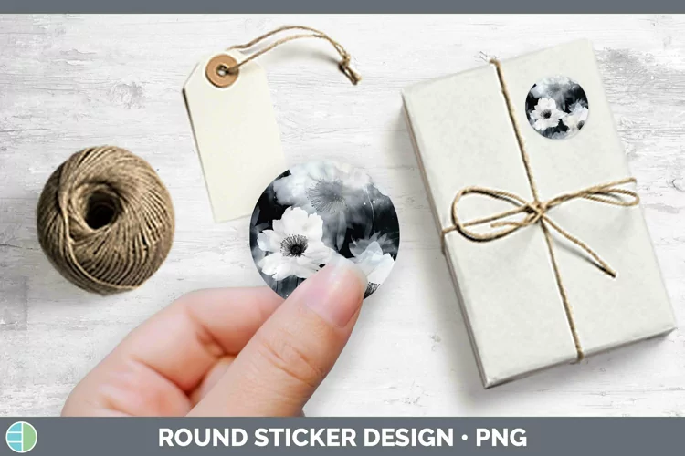 Watercolor Black Stickers | Round Labels Designs