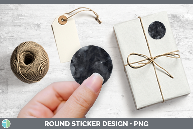 Watercolor Black Stickers | Round Labels Designs