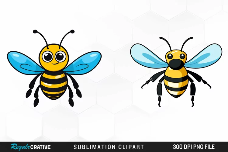 Watercolor Blue Bee Illustration PNG Clipart