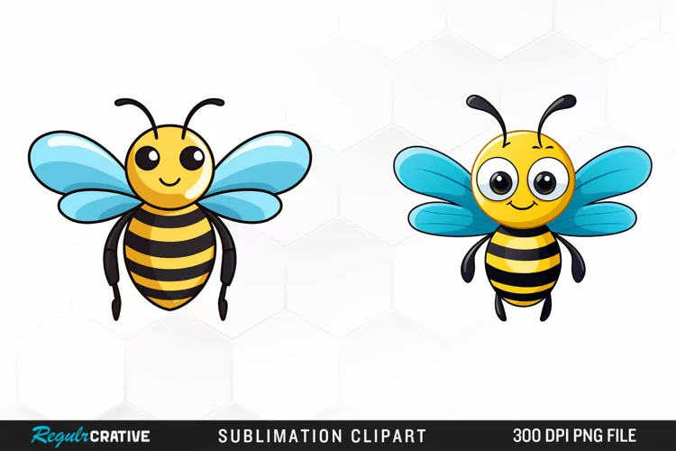 Watercolor Blue Bee Illustration PNG Clipart