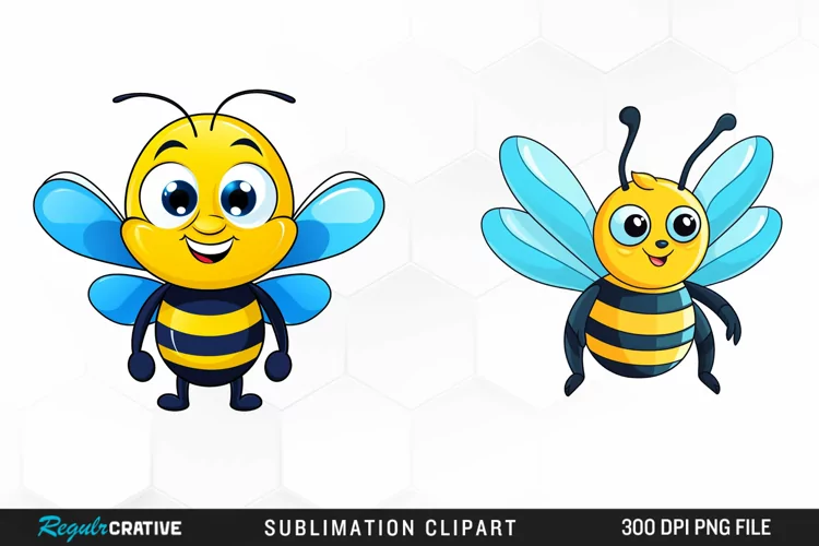 Watercolor Blue Bee Illustration PNG Clipart