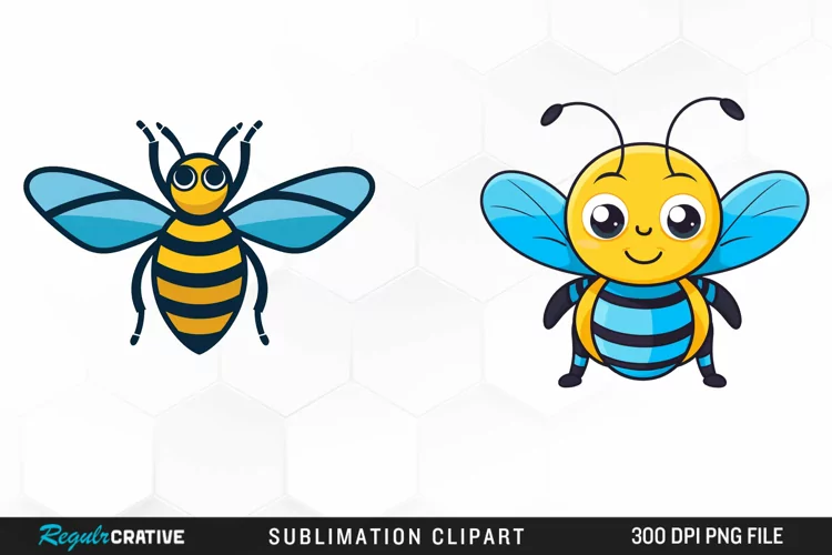 Watercolor Blue Bee Illustration PNG Clipart
