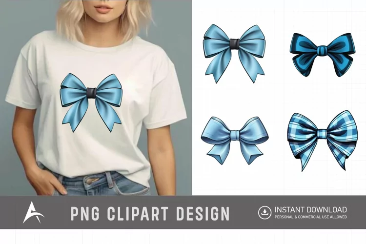 Watercolor Blue Bow Clipart