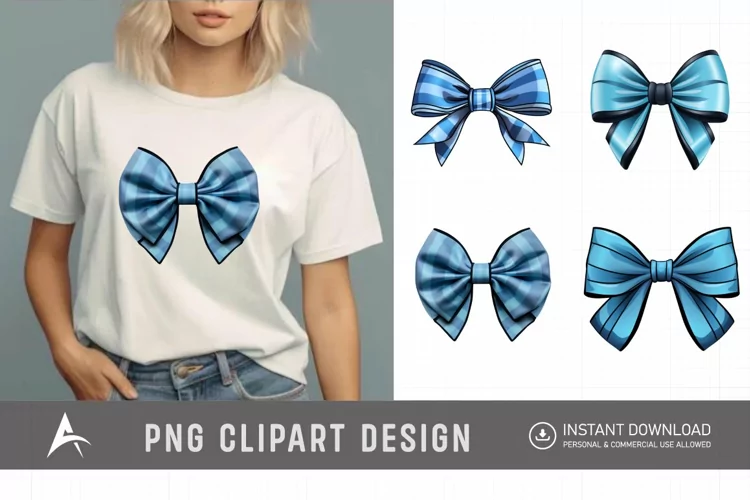 Watercolor Blue Bow Clipart