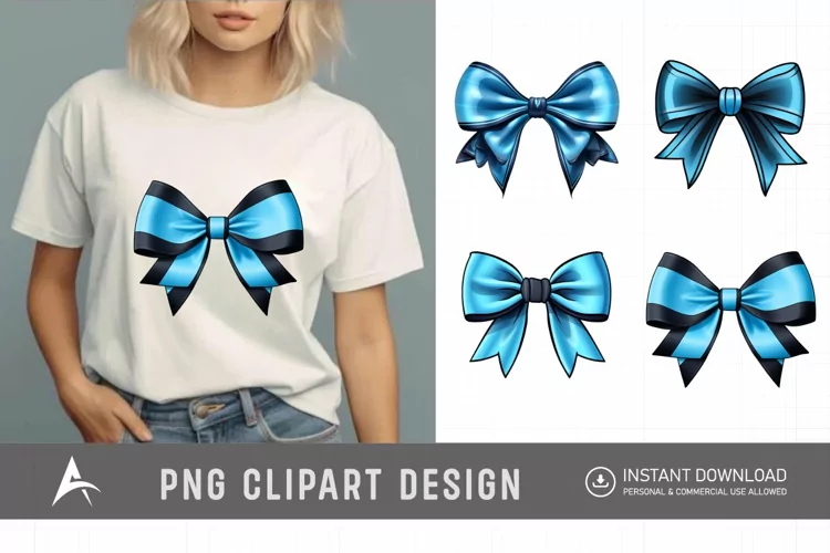 Watercolor Blue Bow Clipart