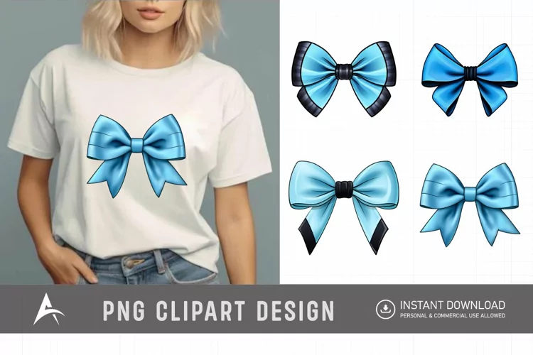 Watercolor Blue Bow Clipart