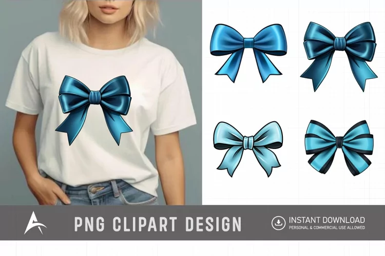 Watercolor Blue Bow Clipart
