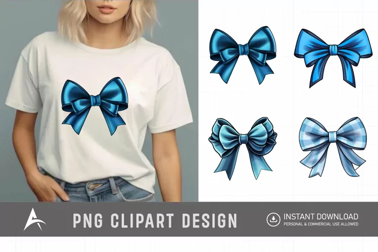 Watercolor Blue Bow Clipart