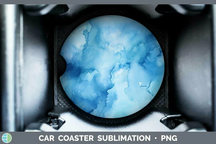 Watercolor Blue Car Coaster Sublimation Coaster Designs