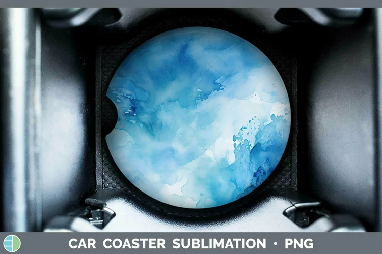Watercolor Blue Car Coaster Sublimation Coaster Designs