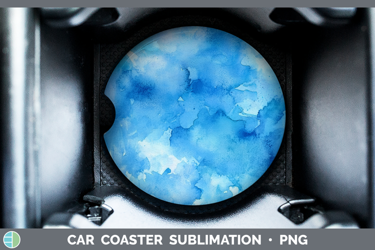 Watercolor Blue Car Coaster Sublimation Designs