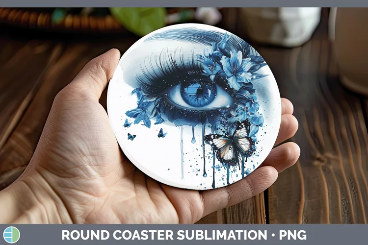 Watercolor Blue Eye Round Coaster Sublimation Coaster Design