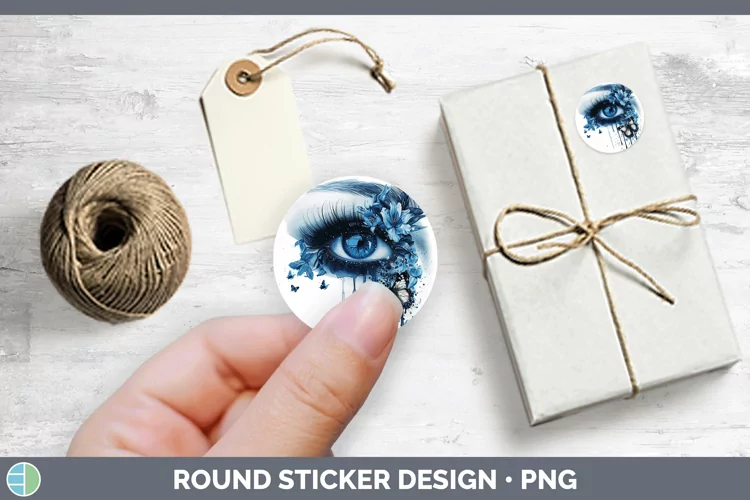 Watercolor Blue Eye Stickers | Round Labels Designs