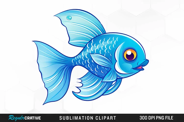 Watercolor Blue Fish Illustration PNG Clipart