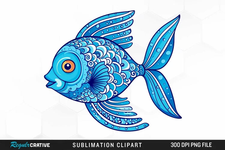 Watercolor Blue Fish Art Clipart